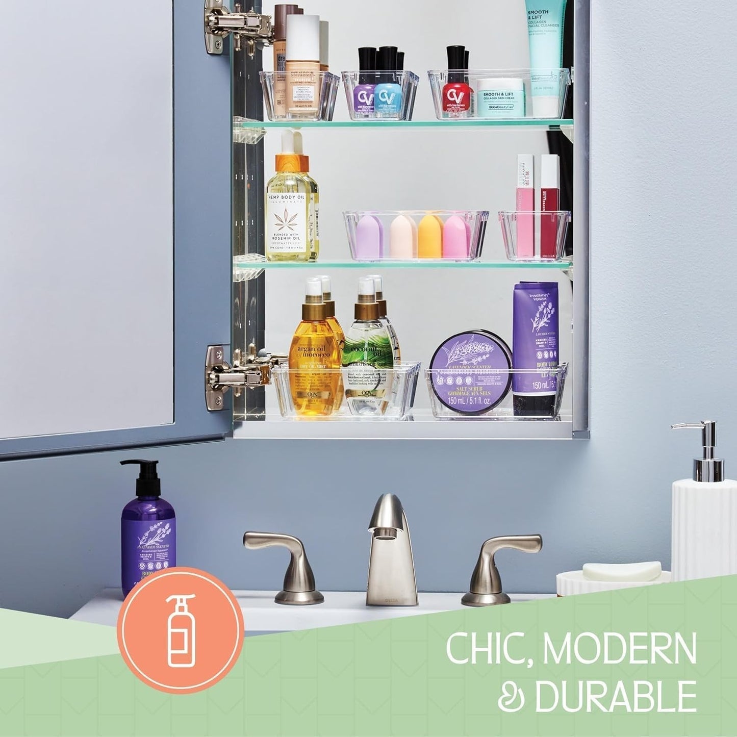 25 PCS Clear Plastic Drawer Organizers Set 4 Sizes Clear Drawer Organizers &...