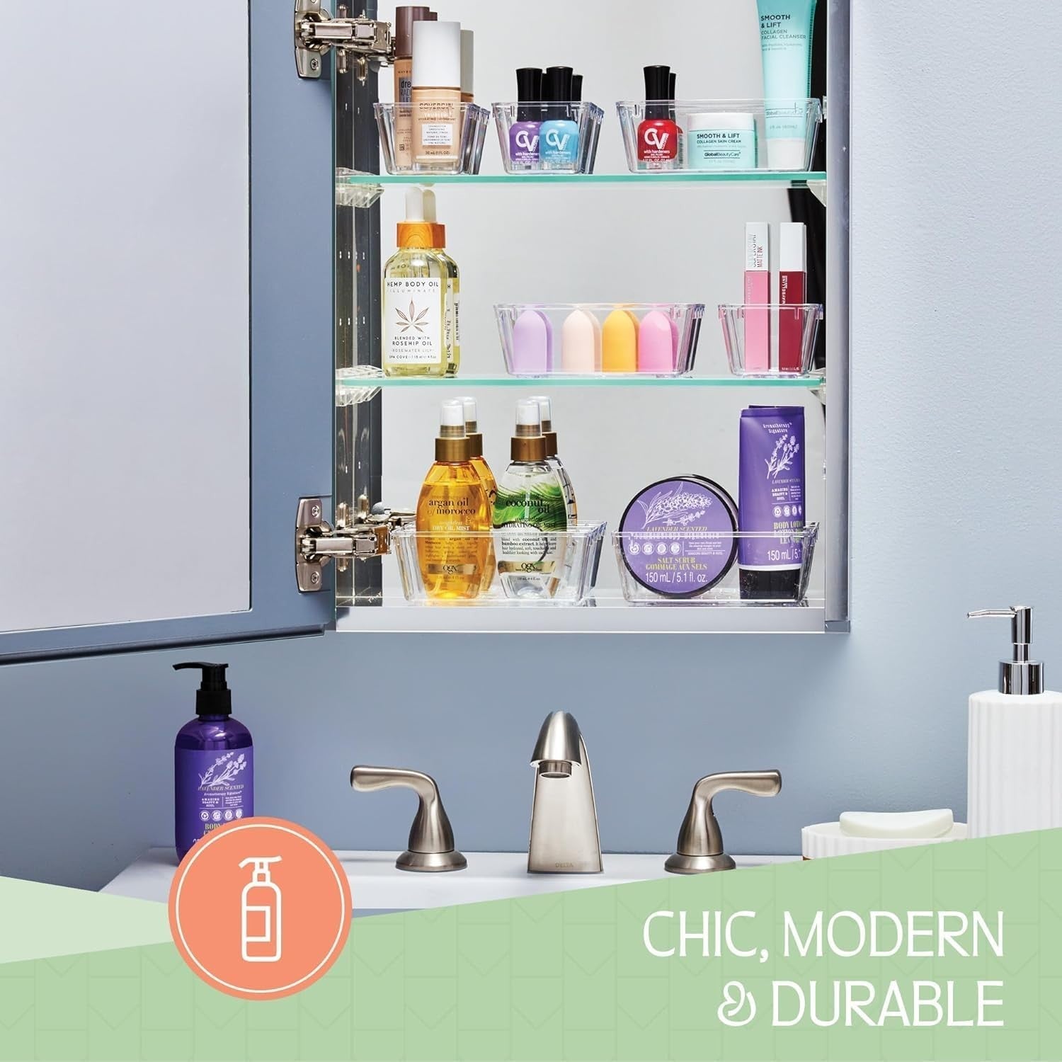 25 PCS Clear Plastic Drawer Organizers Set 4 Sizes Clear Drawer Organizers &...